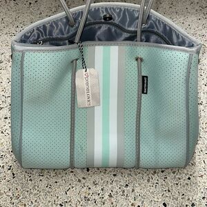 NEW PreneLOVE seafoam green grey gray classic large tote bag neoprene